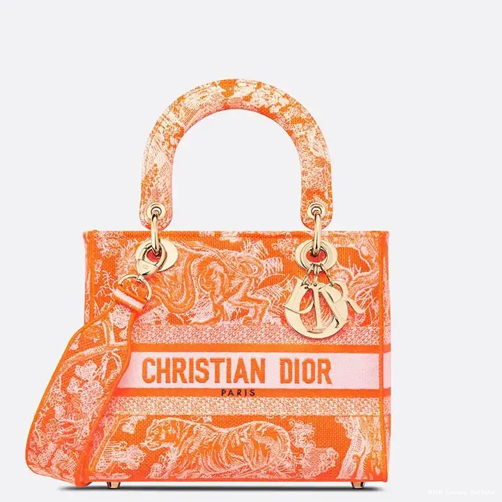 Cheap Medium de Toile Orange Jouy Bag Lady D-lite Canvas Motif 0704 Luxury